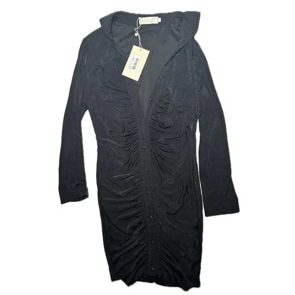 meshki black dress long sleeve Louisa Long Sleeve Slinky Maxi Dress / Black | MESHKI main image 1